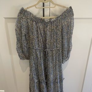 Anthropologie off the shoulder floral dress!